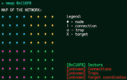 The mazes map is shown in the terminal